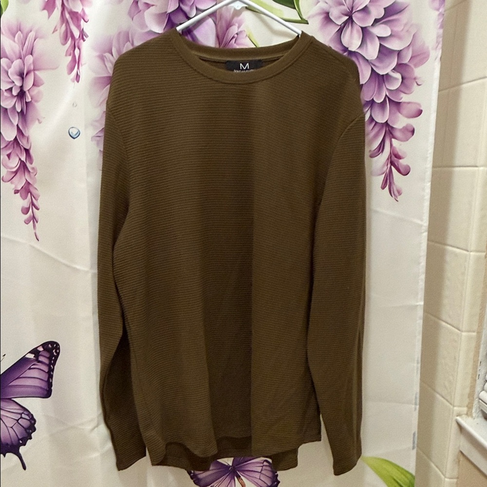 Magaschoni Olive Ribbed Knit Top